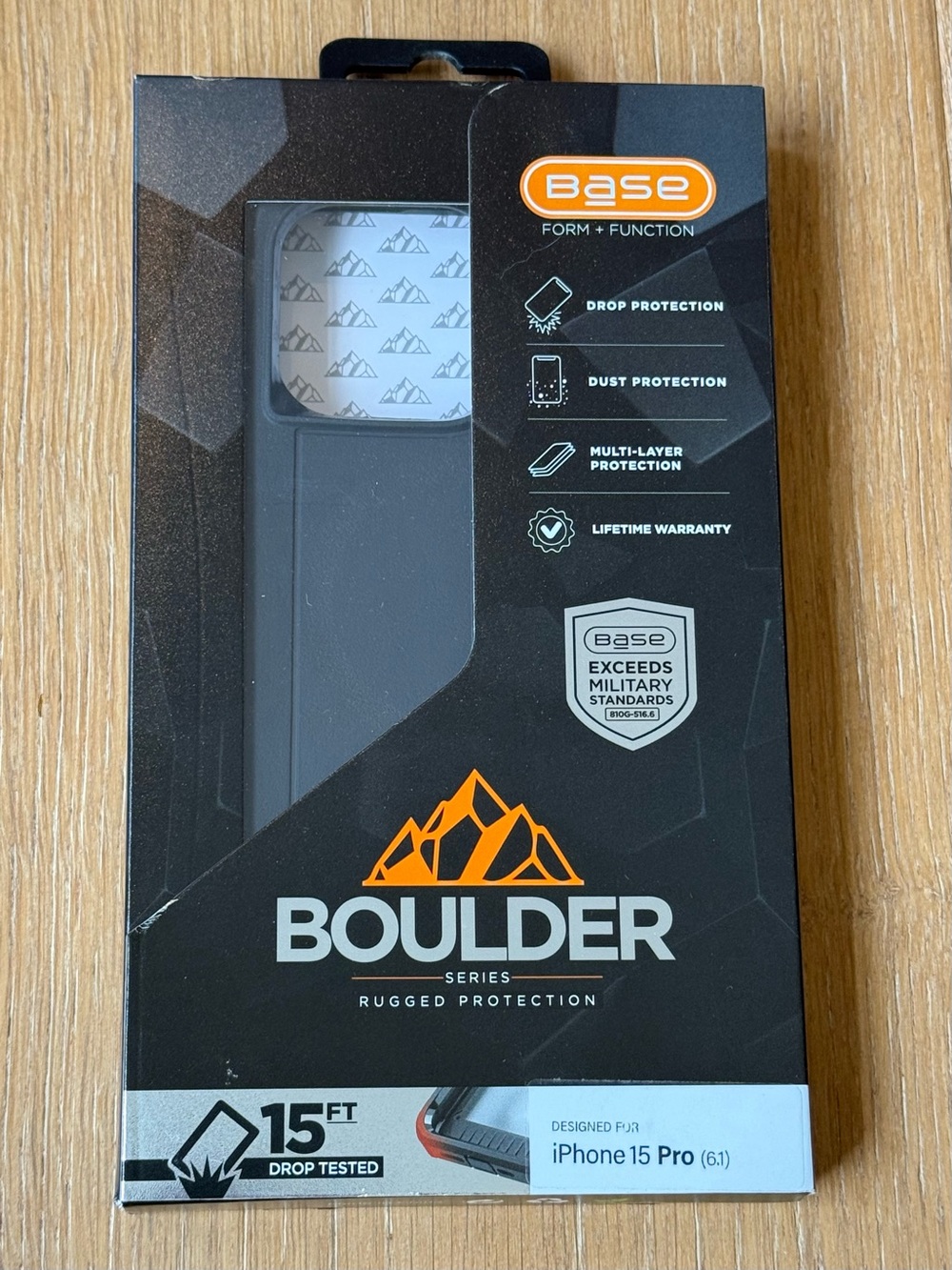 New xBase Base Boulder Series Rugged Phone Case for iPhone 15 Pro 6.1 Black case